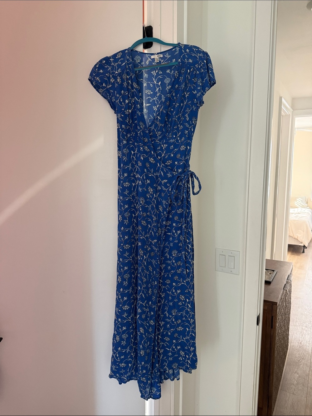 Amuse Society Royal Blue Floral Wrap Maxi Dress